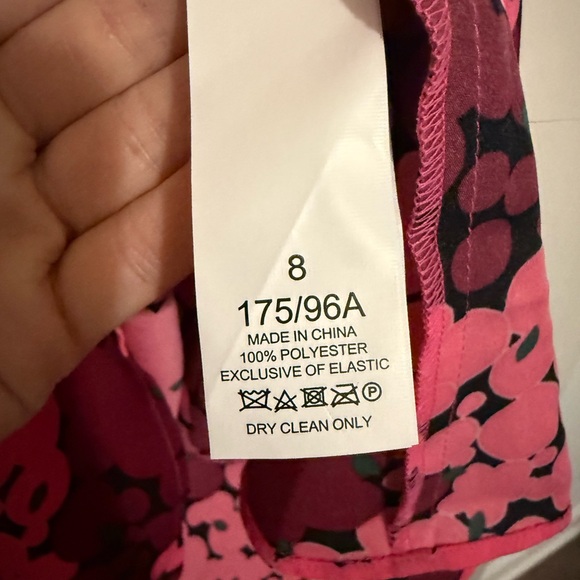 Kate Spade Bubble Dot Smocked Pink and Burgundy Floral Dress Size 8 - Picture 4 of 7